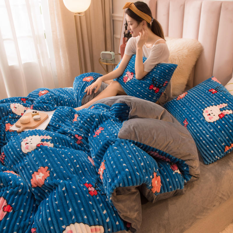 KTX-068627 Double-Sided Coral Fleece Quilt Cover – Soft Polyester Magic Velvet in Multiple Sizes