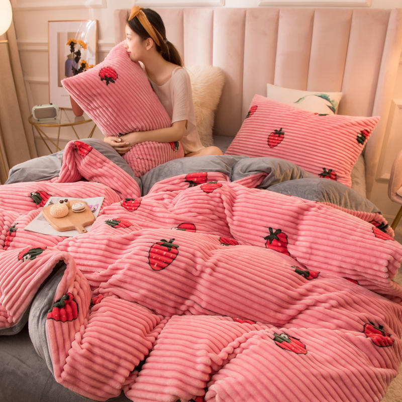 KTX-068627 Double-Sided Coral Fleece Quilt Cover – Soft Polyester Magic Velvet in Multiple Sizes