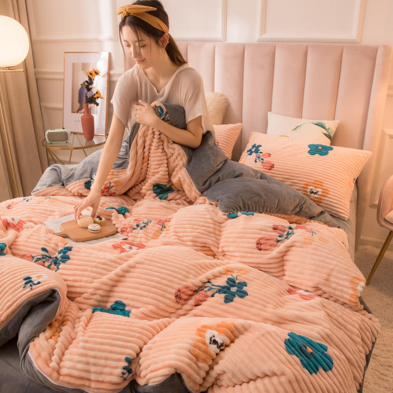 KTX-068627 Double-Sided Coral Fleece Quilt Cover – Soft Polyester Magic Velvet in Multiple Sizes