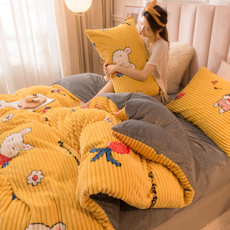 KTX-068627 Double-Sided Coral Fleece Quilt Cover – Soft Polyester Magic Velvet in Multiple Sizes