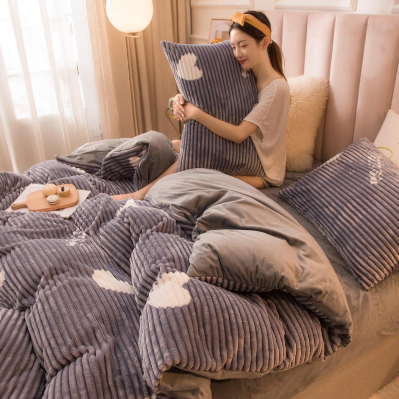 KTX-068627 Double-Sided Coral Fleece Quilt Cover – Soft Polyester Magic Velvet in Multiple Sizes