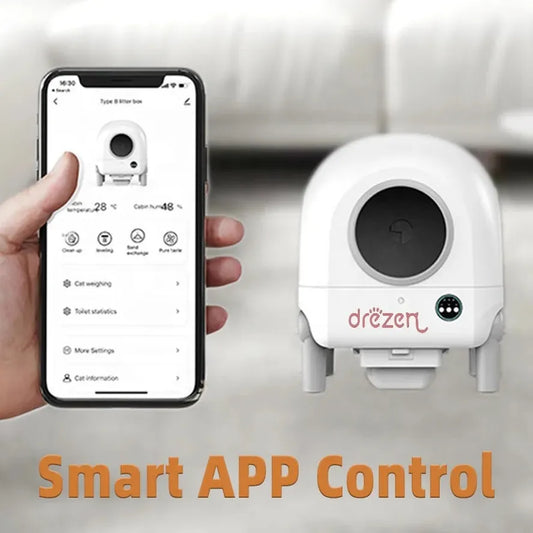 KTX-069395 Automatic Self-Cleaning Cat Litter Box with Video Monitor and App Control, 68L Capacity, Easy to Clean, Made of PP Material