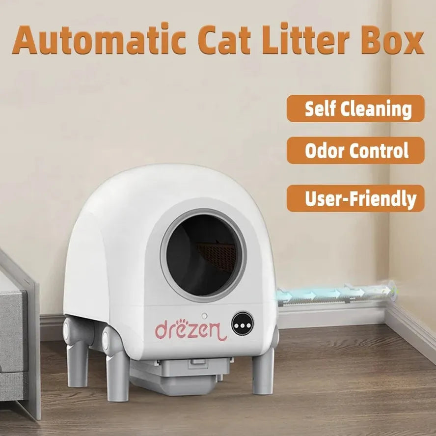 KTX-069395 Automatic Self-Cleaning Cat Litter Box with Video Monitor and App Control, 68L Capacity, Easy to Clean, Made of PP Material