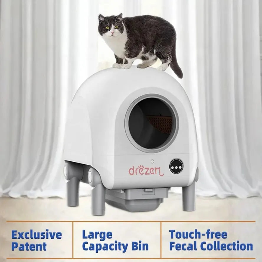 KTX-069395 Automatic Self-Cleaning Cat Litter Box with Video Monitor and App Control, 68L Capacity, Easy to Clean, Made of PP Material