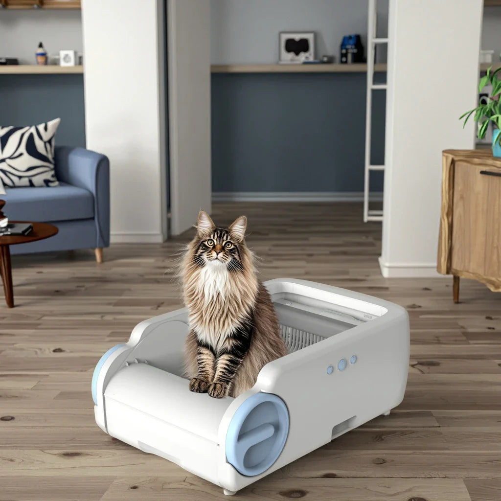 KTX-070227 Self-Cleaning Cat Litter Box with Large Capacity, Odor-Proof Design and Easy Clean Features
