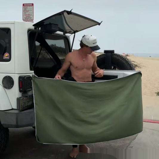 KTX-070355 Magnetic Nylon Bath Towel for Outdoor and Beach Use - Available in Black Gray, Army Green, and White