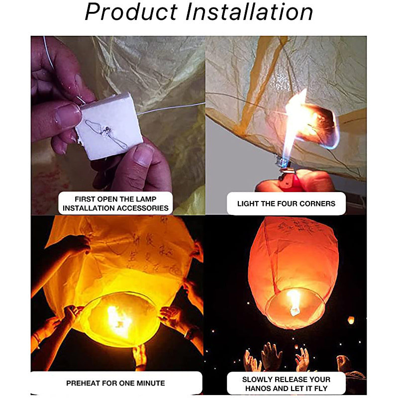 KTX-070611 Large White Flame Retardant Kongming Lantern for Wish Making, Handmade Sky Lantern
