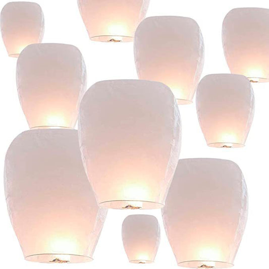 KTX-070611 Large White Flame Retardant Kongming Lantern for Wish Making, Handmade Sky Lantern