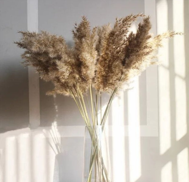 KTX-070867 Natural Dried Pampas Reed Wedding Bouquet with Assorted Grasses and Lotus Decorations