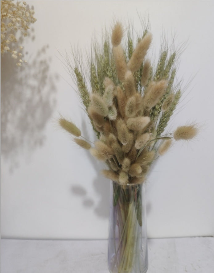 KTX-070867 Natural Dried Pampas Reed Wedding Bouquet with Assorted Grasses and Lotus Decorations