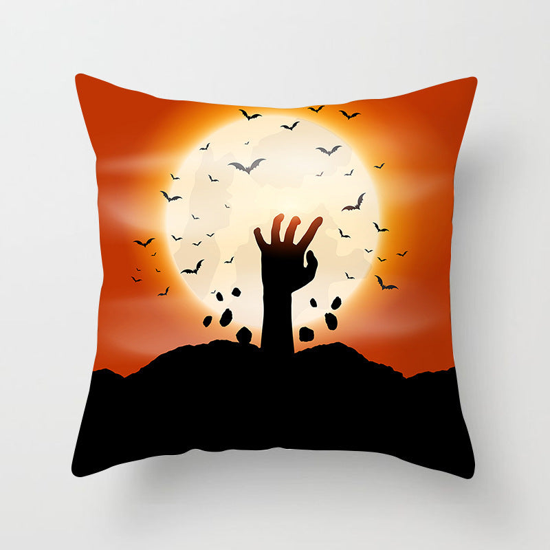 KTX-070931 Halloween Decorative Sofa Cushion Cover and Pillowcase, Peach Skin Fabric, Chemical Fiber Pattern, Cozy Home Accent