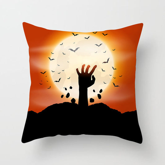 KTX-070931 Halloween Decorative Sofa Cushion Cover and Pillowcase, Peach Skin Fabric, Chemical Fiber Pattern, Cozy Home Accent