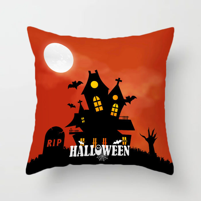 KTX-070931 Halloween Decorative Sofa Cushion Cover and Pillowcase, Peach Skin Fabric, Chemical Fiber Pattern, Cozy Home Accent