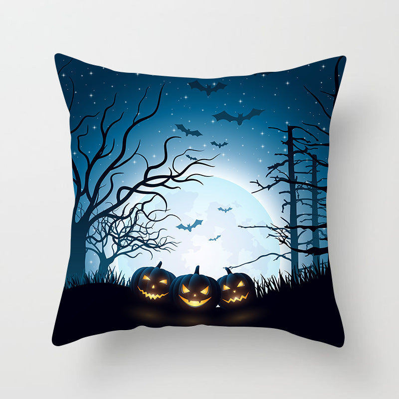 KTX-070931 Halloween Decorative Sofa Cushion Cover and Pillowcase, Peach Skin Fabric, Chemical Fiber Pattern, Cozy Home Accent