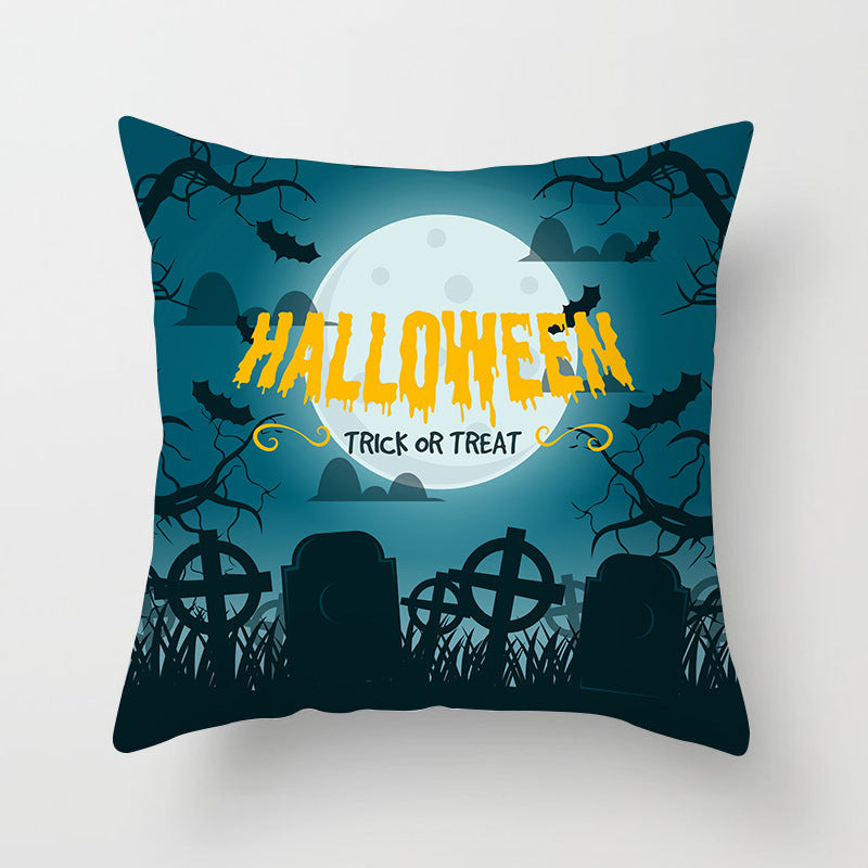 KTX-070931 Halloween Decorative Sofa Cushion Cover and Pillowcase, Peach Skin Fabric, Chemical Fiber Pattern, Cozy Home Accent