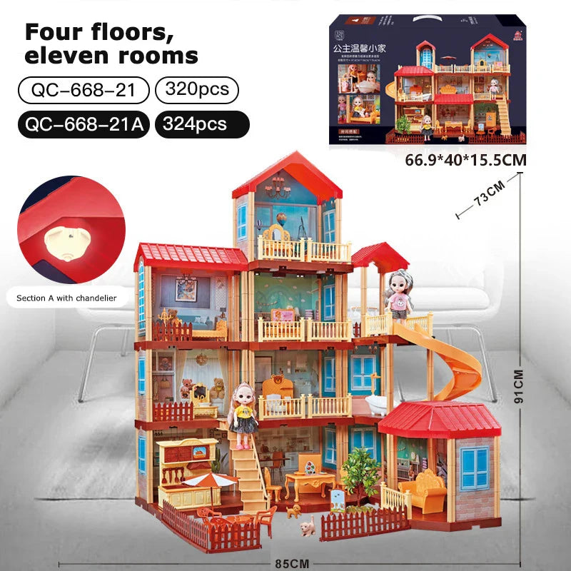 KTX-071187 3D DIY Miniature Dollhouse Model with LED Light - Kids Furniture Craft Puzzle for Ages 6+