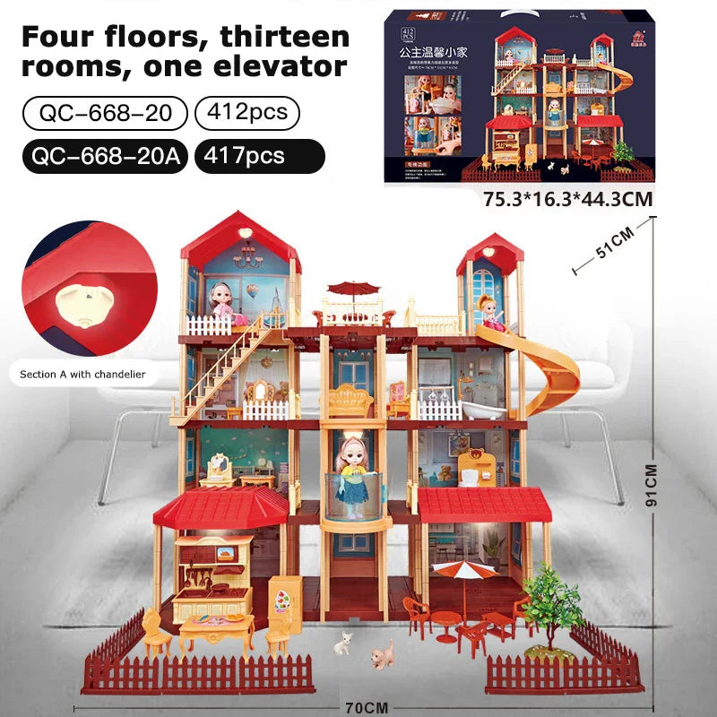 KTX-071187 3D DIY Miniature Dollhouse Model with LED Light - Kids Furniture Craft Puzzle for Ages 6+