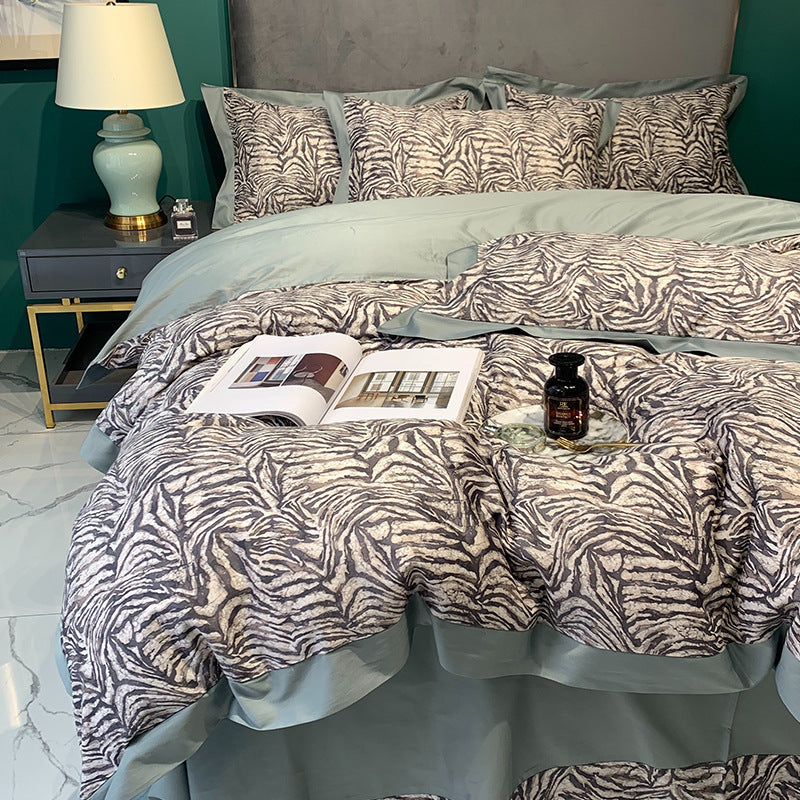 KTX-071251 Long-Staple Cotton Digital Printed Bedding Set - Four Pieces in Pink Floral Design