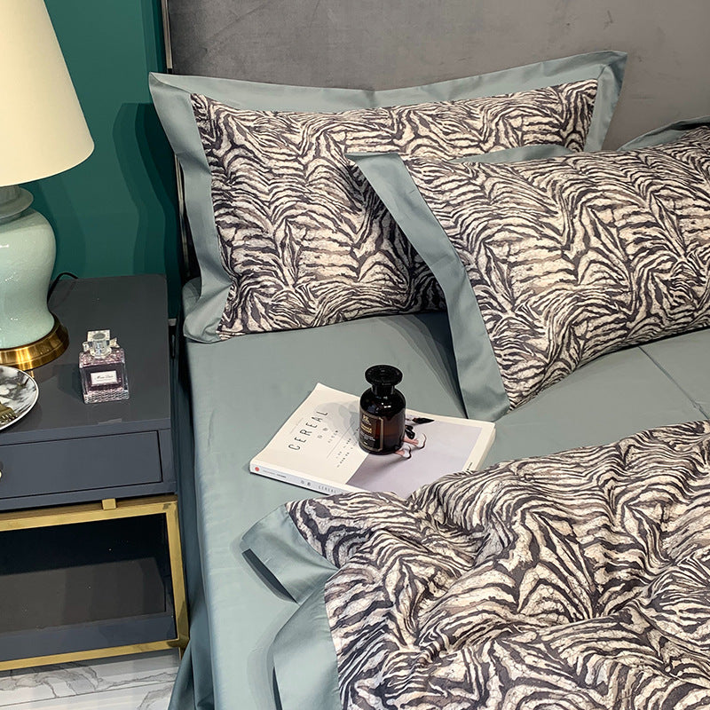 KTX-071251 Long-Staple Cotton Digital Printed Bedding Set - Four Pieces in Pink Floral Design