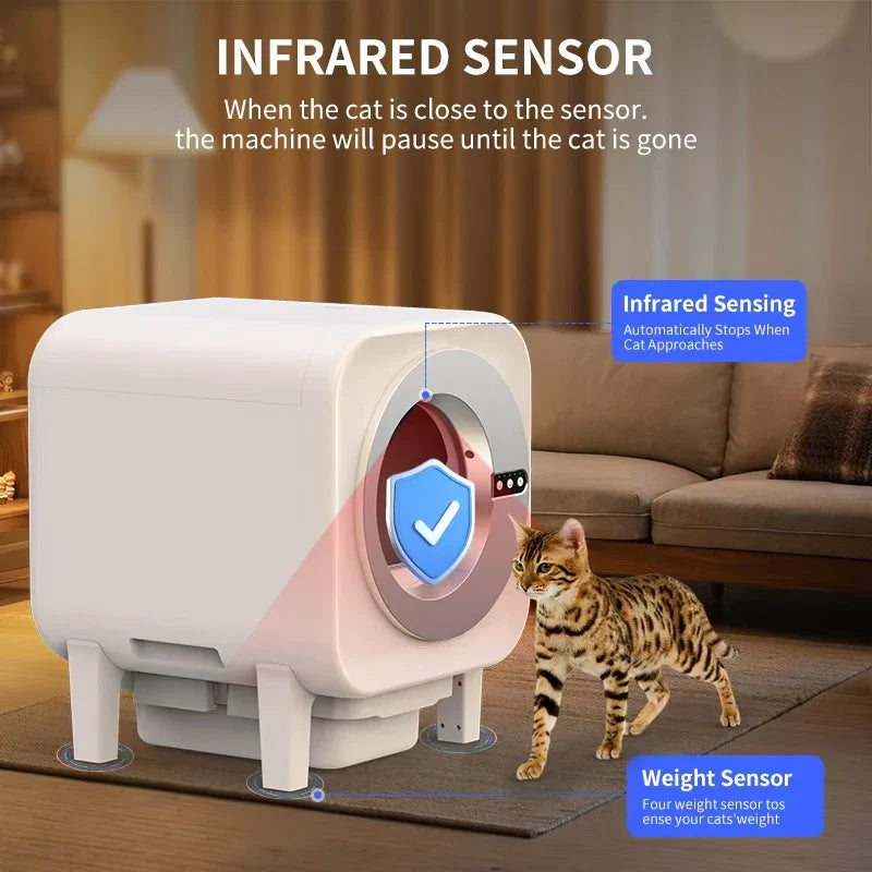 KTX-071379 Smart Automatic Cat Litter Box with Extra-Large 75L Capacity and Infrared Sensors for Easy Cleaning