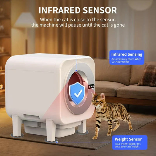 KTX-071379 Smart Automatic Cat Litter Box with Extra-Large 75L Capacity and Infrared Sensors for Easy Cleaning