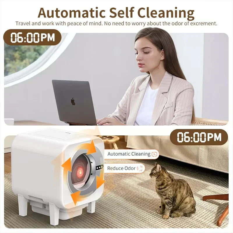 KTX-071379 Smart Automatic Cat Litter Box with Extra-Large 75L Capacity and Infrared Sensors for Easy Cleaning