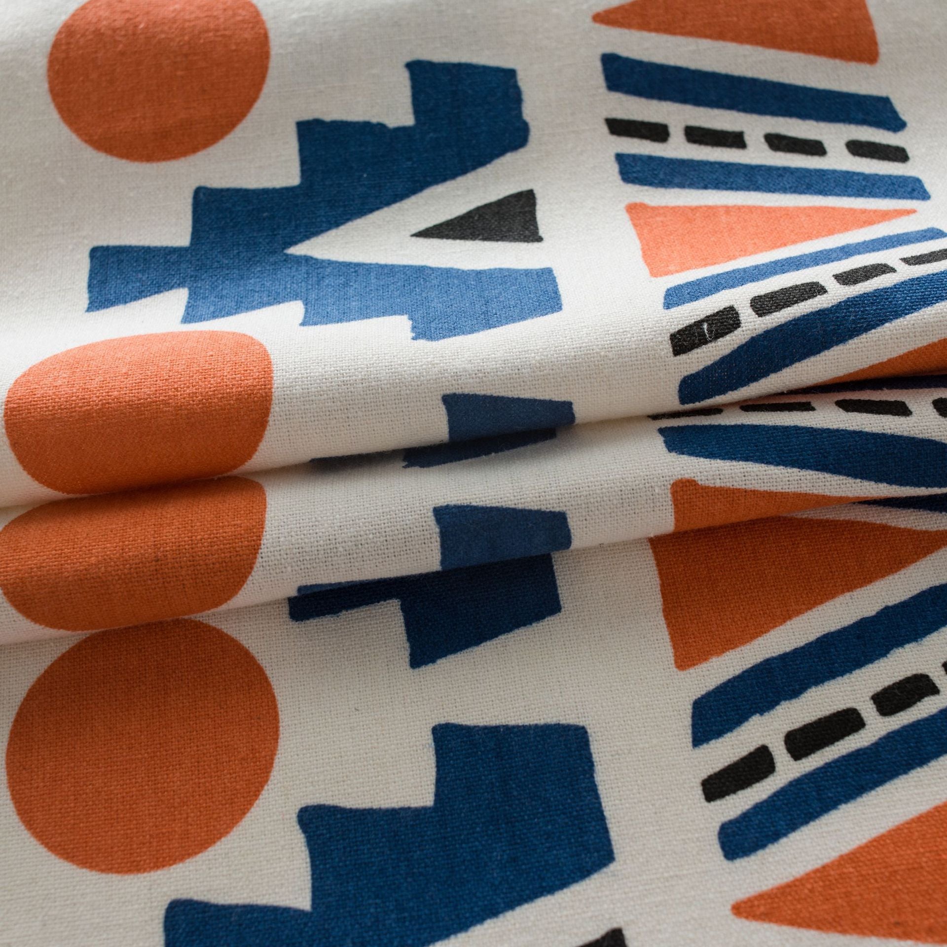 KTX-071635 Colorful Cotton and Linen Bohemian Style Printed Curtain with Geometric Fur Balls