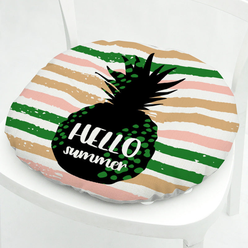 KTX-071891 Geometric Floral Chair Cushion in Green Leaves Pattern - Polyester, 40x40 cm