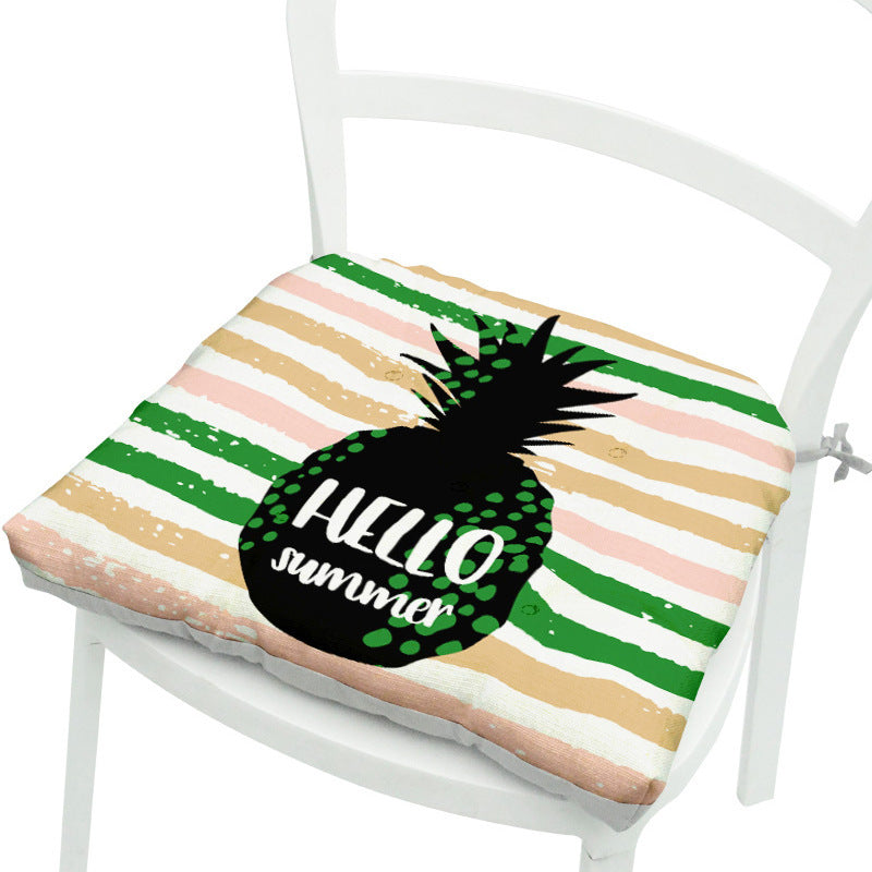 KTX-071891 Geometric Floral Chair Cushion in Green Leaves Pattern - Polyester, 40x40 cm