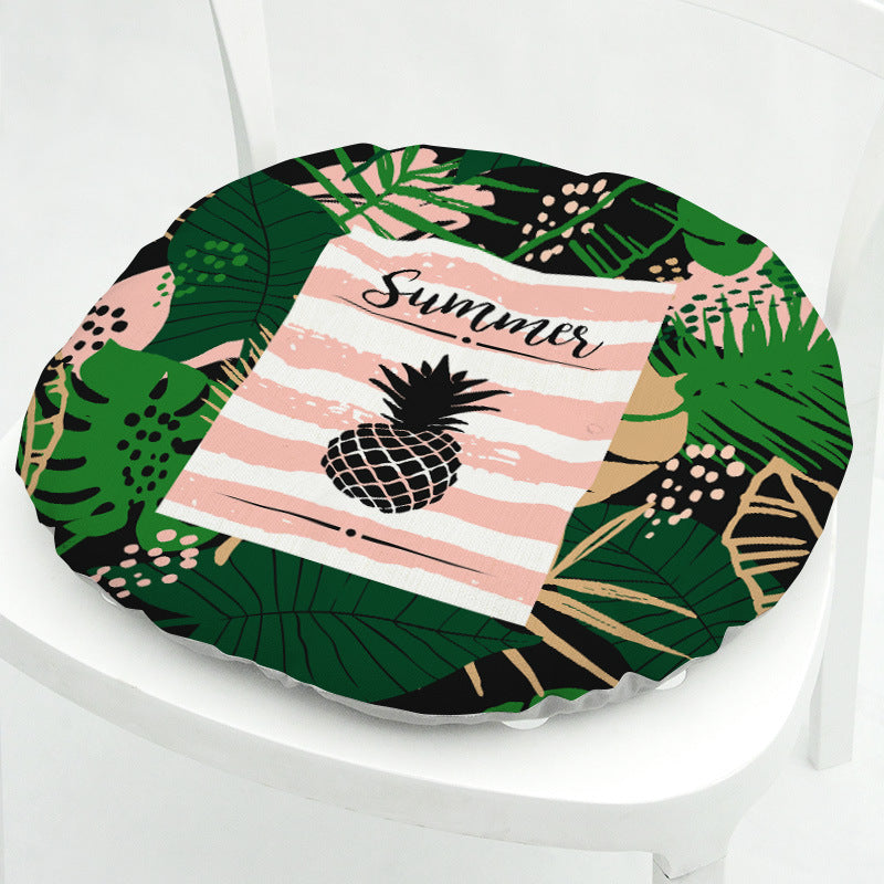 KTX-071891 Geometric Floral Chair Cushion in Green Leaves Pattern - Polyester, 40x40 cm