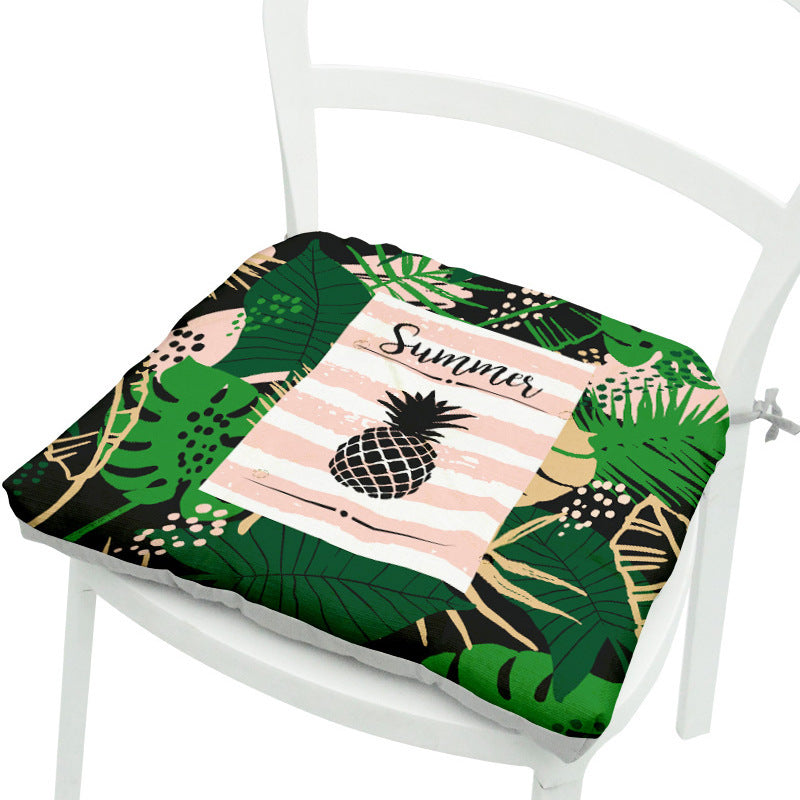 KTX-071891 Geometric Floral Chair Cushion in Green Leaves Pattern - Polyester, 40x40 cm