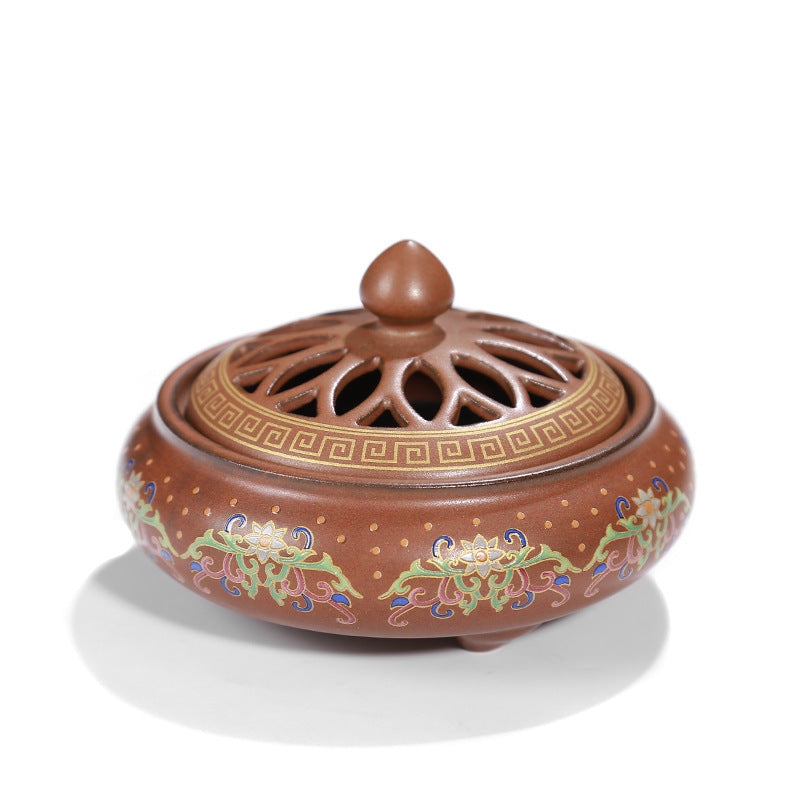 KTX-072019 Ceramic Cloisonne Incense Burner - Handmade Classic Design with Enamel Finishing