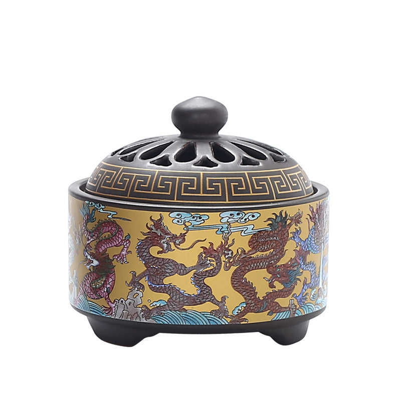 KTX-072019 Ceramic Cloisonne Incense Burner - Handmade Classic Design with Enamel Finishing