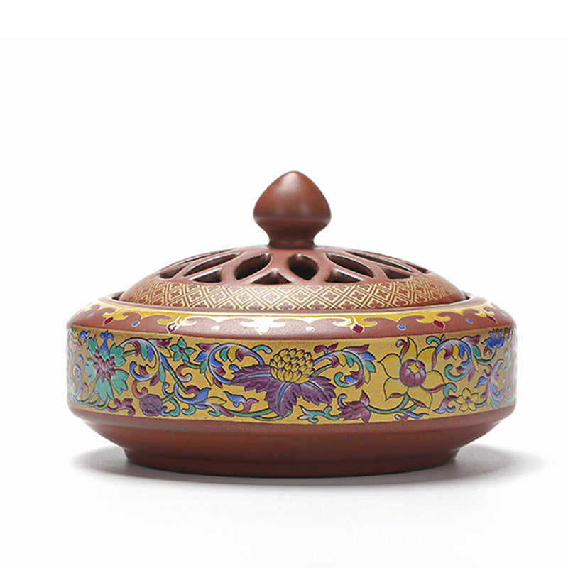 KTX-072019 Ceramic Cloisonne Incense Burner - Handmade Classic Design with Enamel Finishing