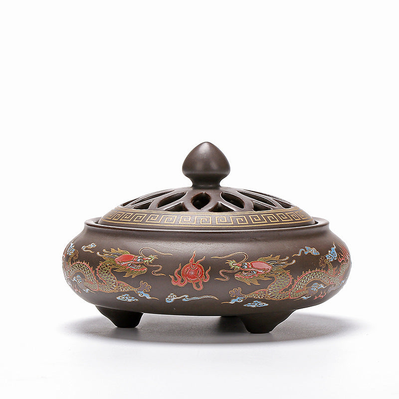 KTX-072019 Ceramic Cloisonne Incense Burner - Handmade Classic Design with Enamel Finishing