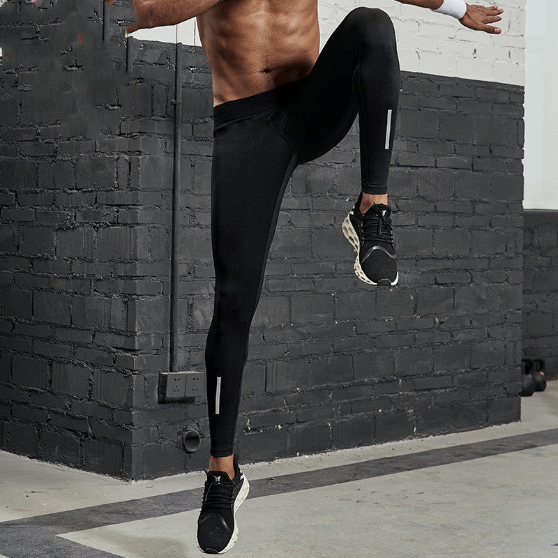 KTX-072787 Men's Casual Harem Fitness Pants with Elastic Waistband and Slim Fit Design in Black