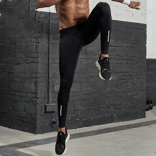 KTX-072787 Men's Casual Harem Fitness Pants with Elastic Waistband and Slim Fit Design in Black