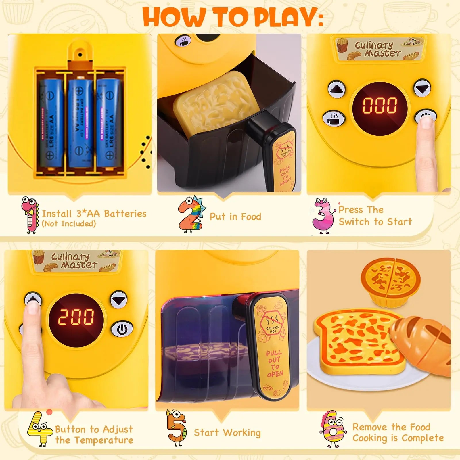 KTX-072915 Kids Color Changing Air Fryer Pretend Play Kitchen Toy - Safe ABS Plastic, Ages 2 and Up