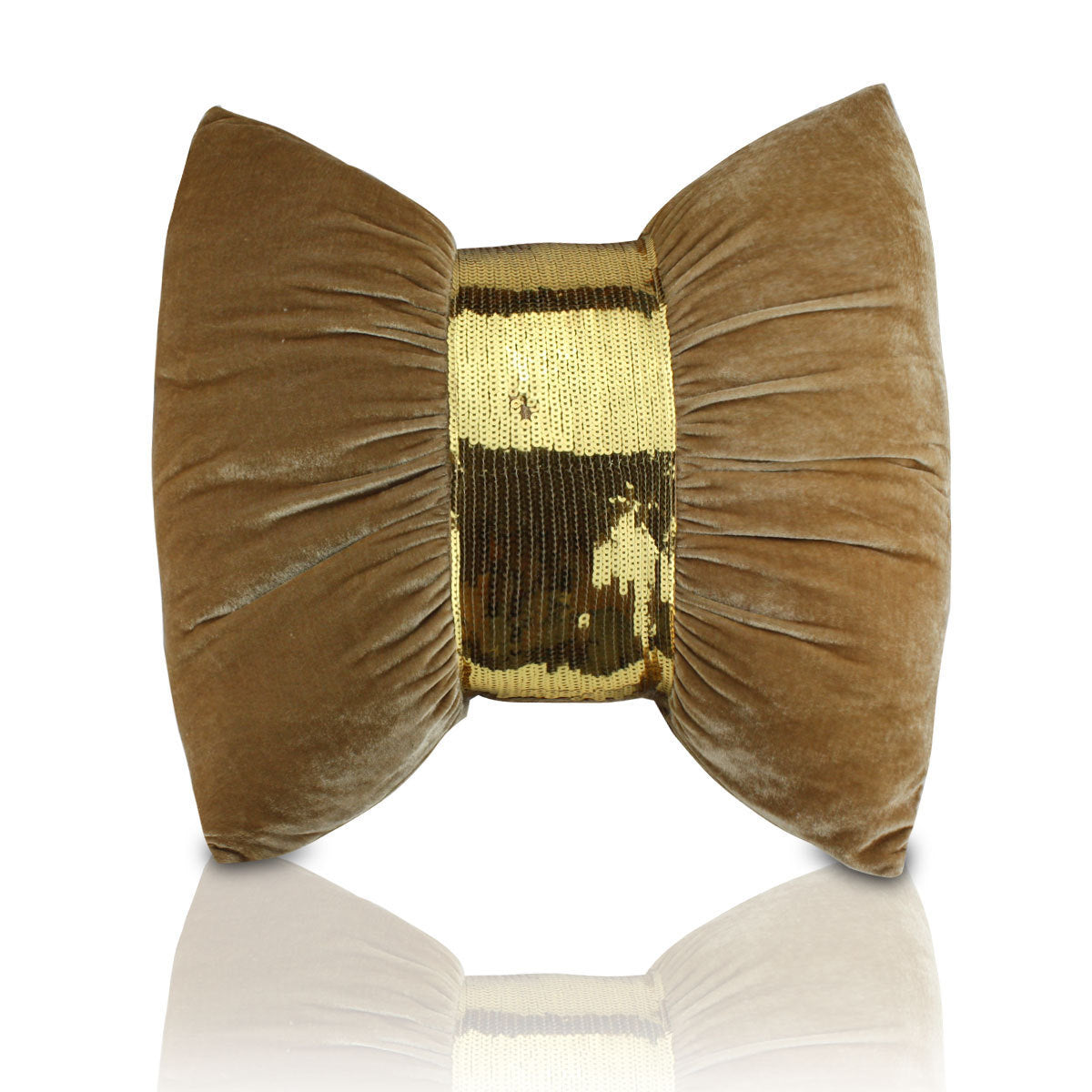 KTX-072915 Velvet Sequin Bow Throw Pillow Cushion - Plain Modern Style, 45x45cm or 60x60cm