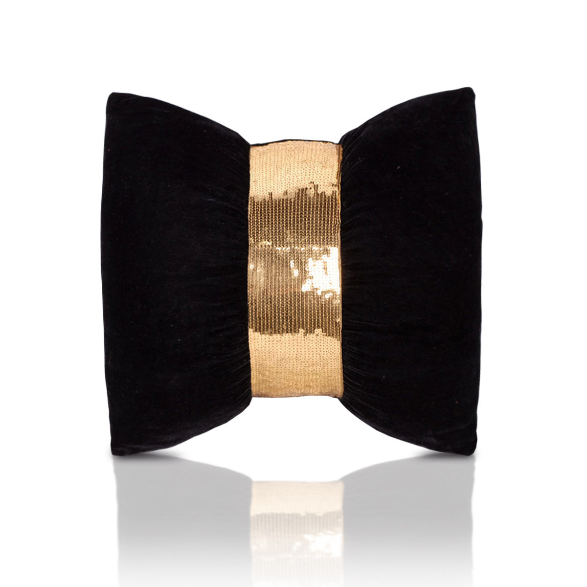 KTX-072915 Velvet Sequin Bow Throw Pillow Cushion - Plain Modern Style, 45x45cm or 60x60cm