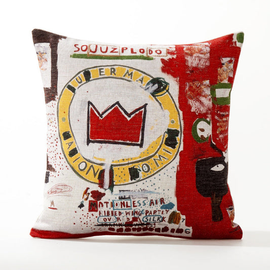 KTX-073043 Cotton and Linen Car Back Cushion with Floral and Leaf Patterns