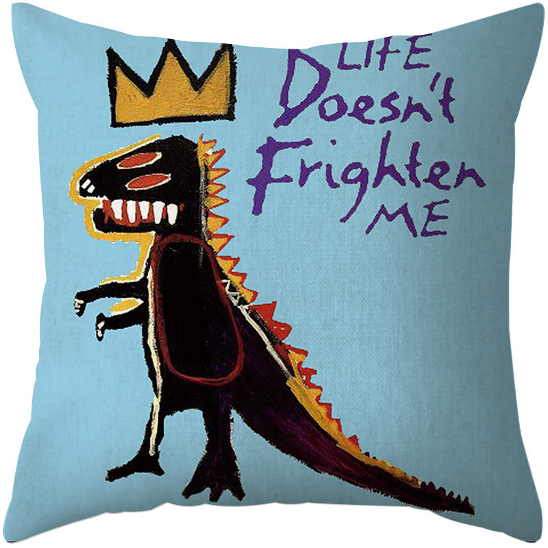 KTX-073043 Cotton and Linen Car Back Cushion with Floral and Leaf Patterns