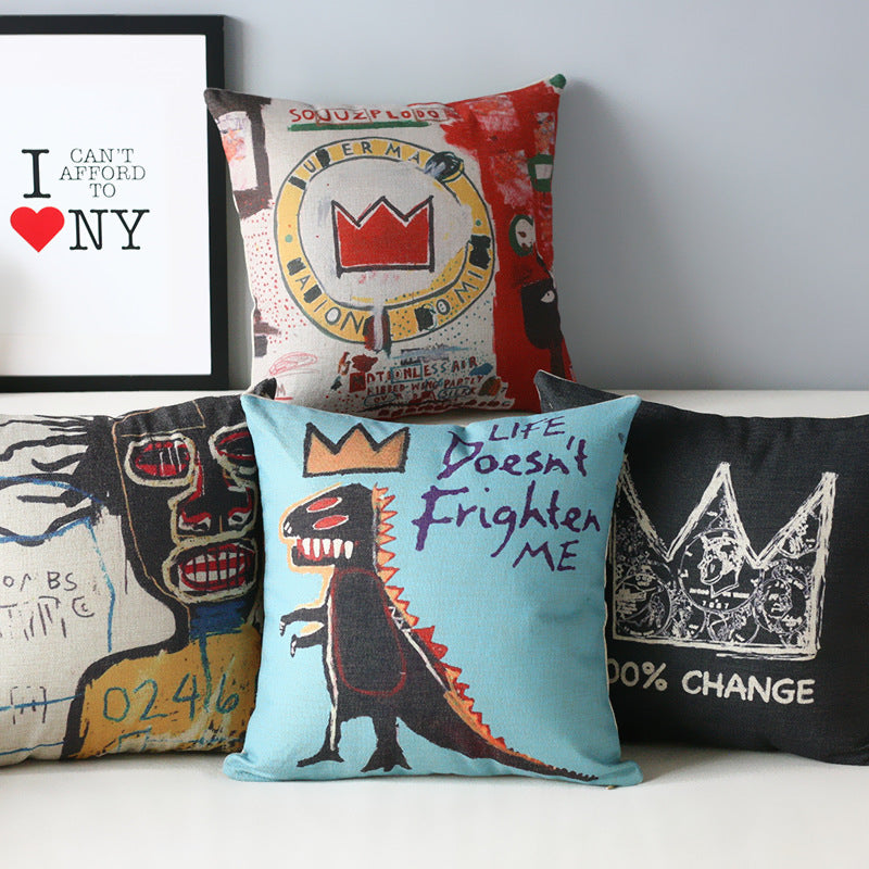 KTX-073043 Cotton and Linen Car Back Cushion with Floral and Leaf Patterns