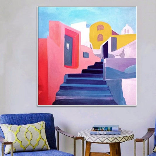 KTX-073171 Handmade Colorful Abstract Oil Painting on Canvas - Unstretched Wall Art for Home Decor