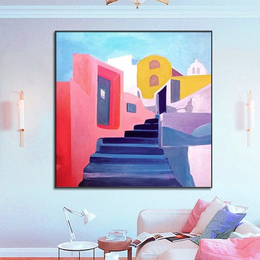 KTX-073171 Handmade Colorful Abstract Oil Painting on Canvas - Unstretched Wall Art for Home Decor