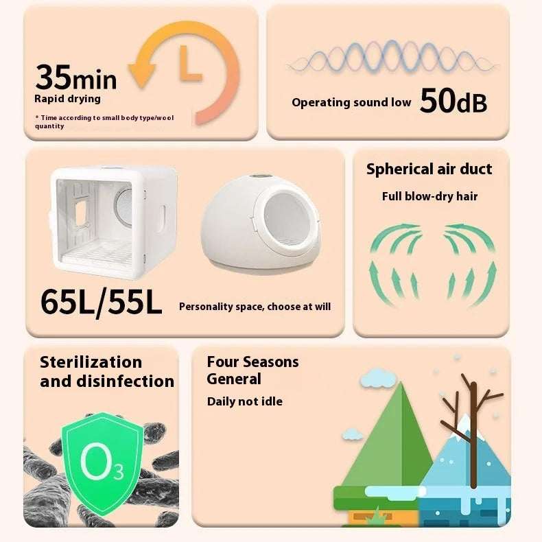 KTX-073491 Portable Automatic Pet Dryer for Dogs and Cats - Eco-Friendly Water Blower for Bathing and Grooming