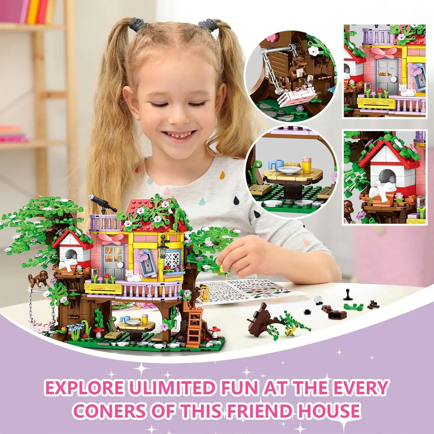 Educational Building Block Set with 840 Pieces - Tree House, Animals, and Landscape Theme for Ages 5 & Up