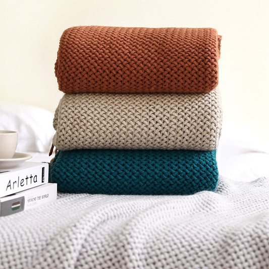 KTX-074963 Cozy All-Season Knitting Blanket in Various Colors, Soft Acrylic Material, 127x176CM & 130x240CM Sizes