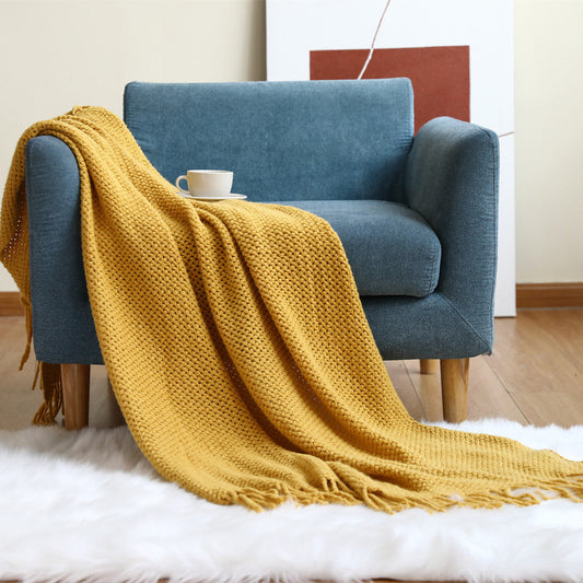 KTX-074963 Cozy All-Season Knitting Blanket in Various Colors, Soft Acrylic Material, 127x176CM & 130x240CM Sizes