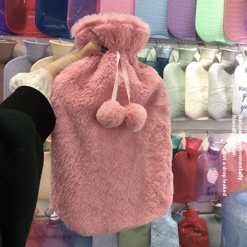 KTX-075219 Cute Animal Plush Hot Water Bag with Soft Cloth Cover - Dual-Use Heating and Cooling Pad